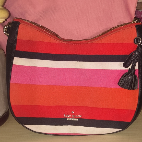 Kate Spade Hayes Street Aiden Hobo Bag Co-ordinating Bonita Stripe Wallet - Picture 6 of 13